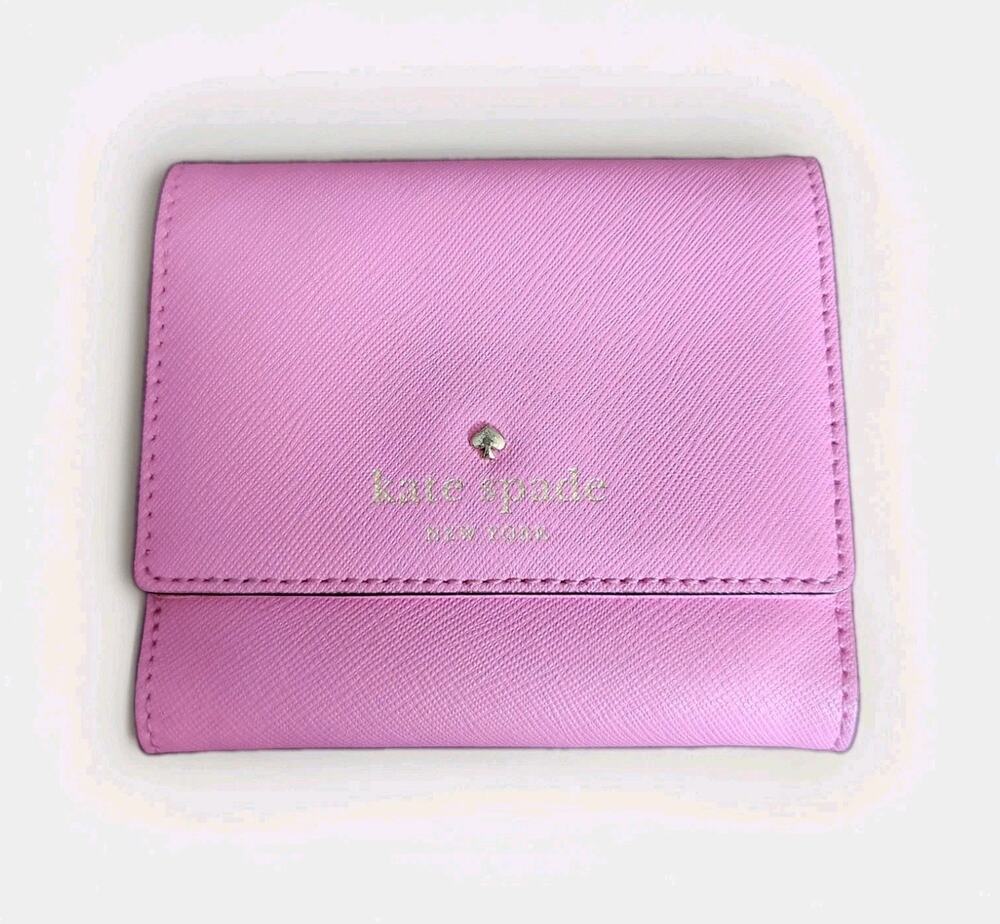 Kate Spade New York Cedar Street Tavvy Wallet Pink Leather 4.5x4 In Pre-owned